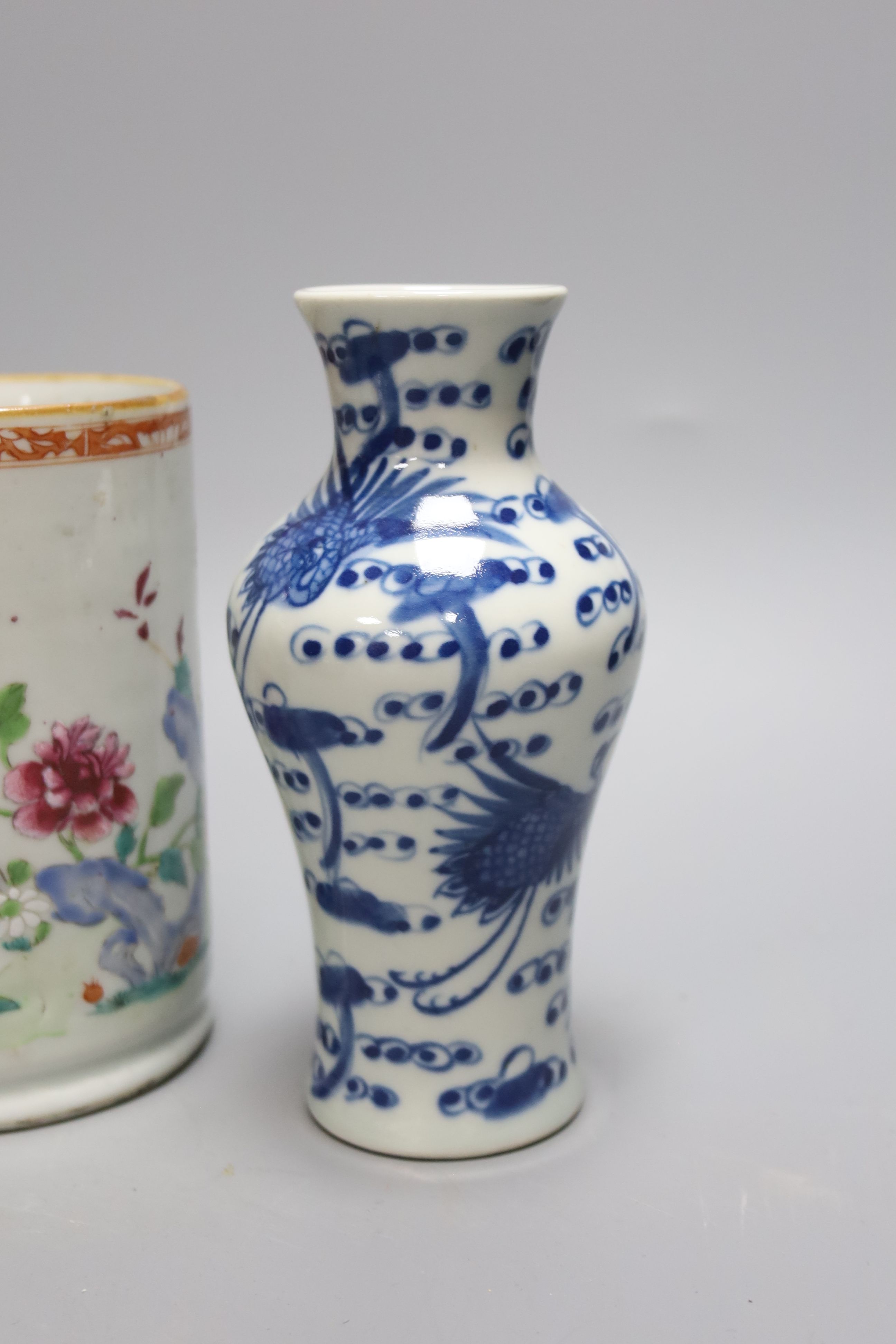 A Chinese export jug together with other Chinese ceramics, tallest 21cm